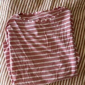 lululemon athletica Pink and White Striped Long Sleeve Tee